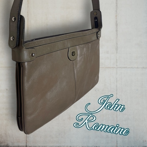 Vintage John Romaine Taupe Leather Shoulder Bag - Picture 1 of 15